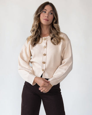 Fallon Cream Button Knit Cardigan JO+CO Fallon Cream Button Knit Cardigan JO+CO