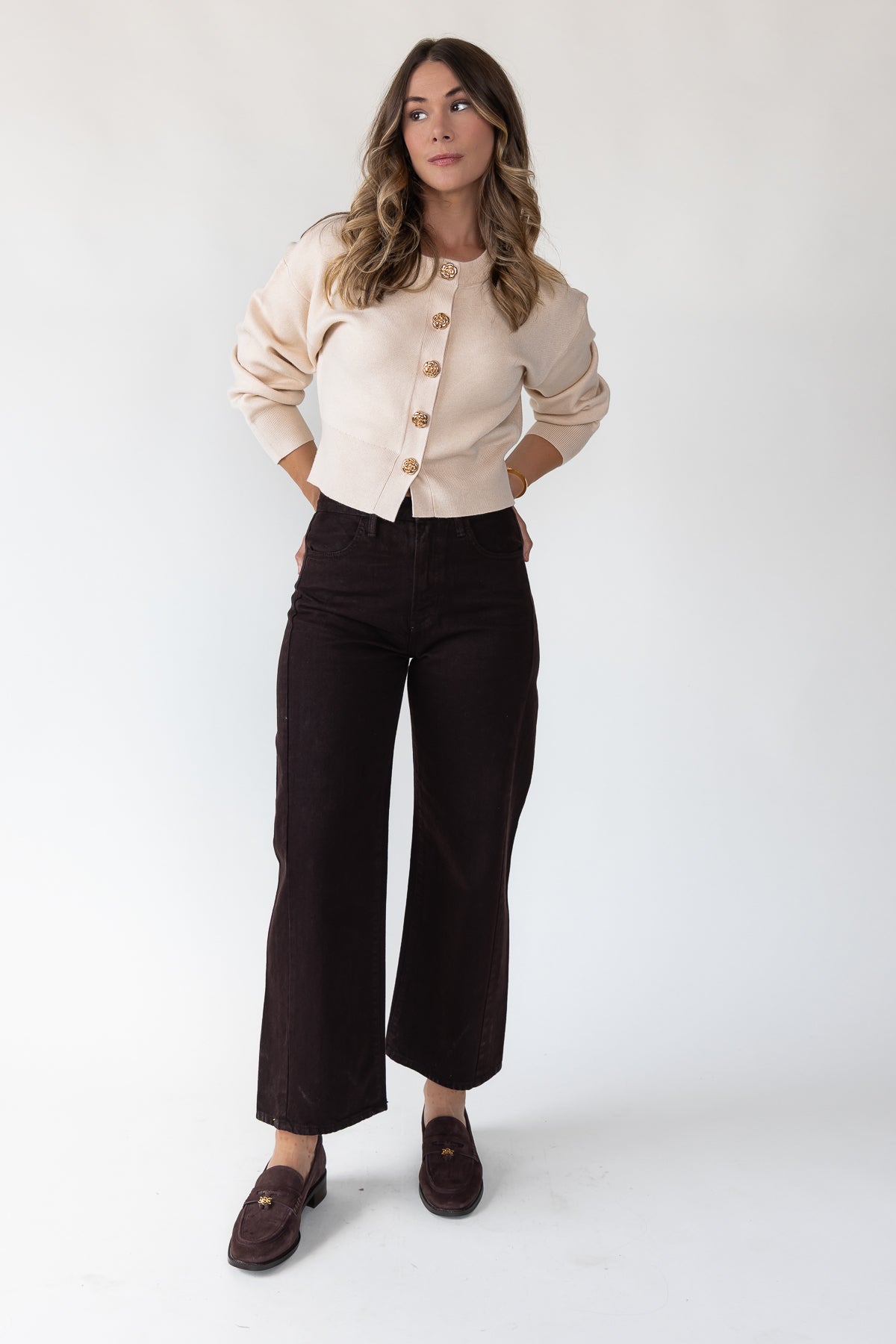 Fallon Cream Button Knit Cardigan - JO+CO