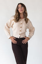 Fallon Cream Button Knit Cardigan - JO+CO