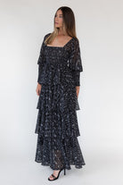 Florence Black Floral Tiered Maxi Dress - JO+CO