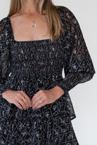 Florence Black Floral Tiered Maxi Dress - JO+CO