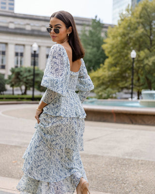 Florence Cream Floral Tiered Maxi Dress - JO+CO