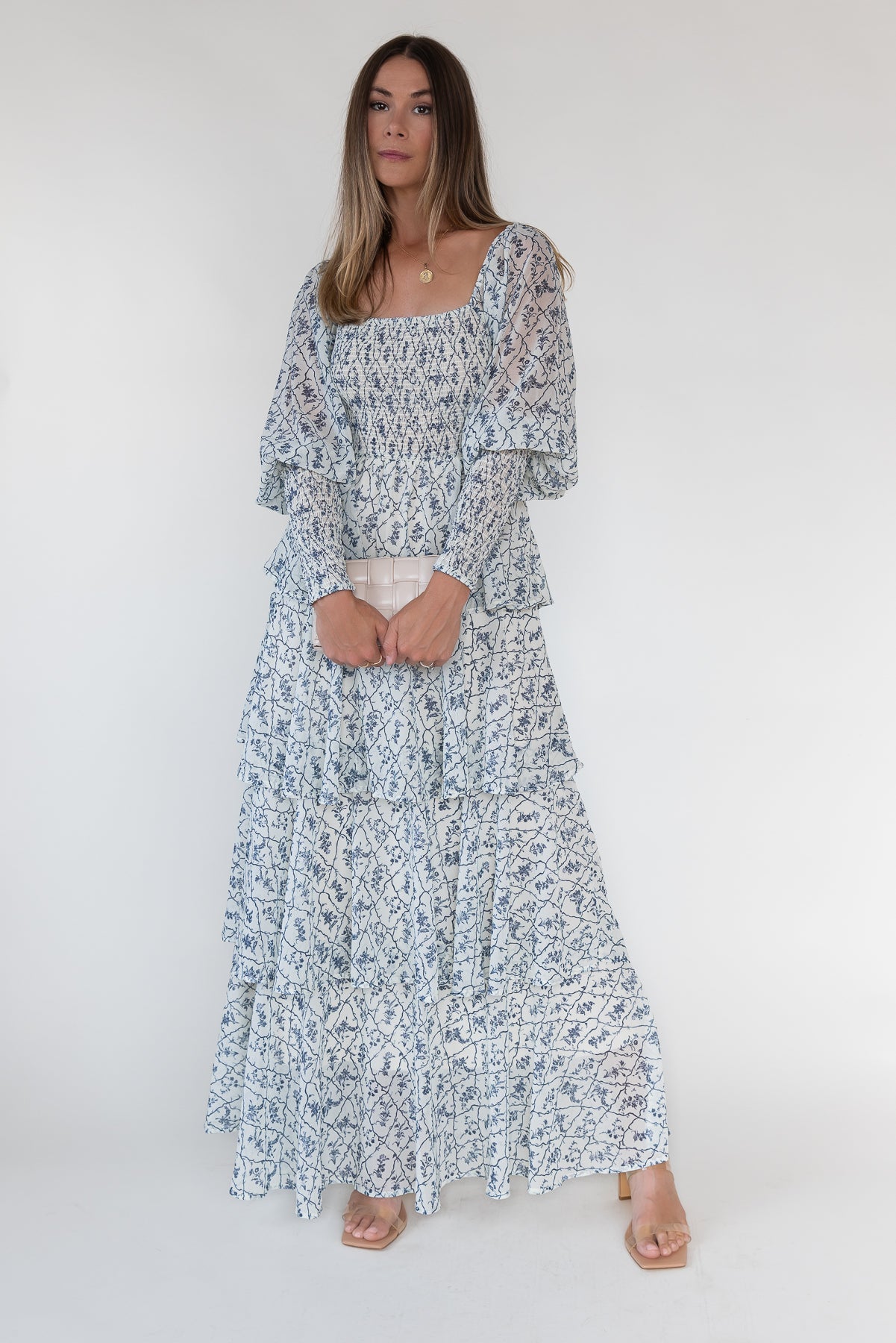 Florence Cream Floral Tiered Maxi Dress - JO+CO