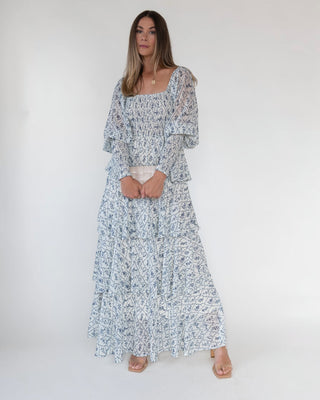 Florence Cream Floral Tiered Maxi Dress - JO+CO