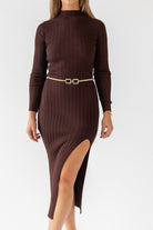 Flynn Brown Knit Midi Dress - Final Sale - JO+CO
