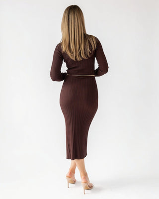 Flynn Brown Knit Midi Dress - Final Sale - JO+CO