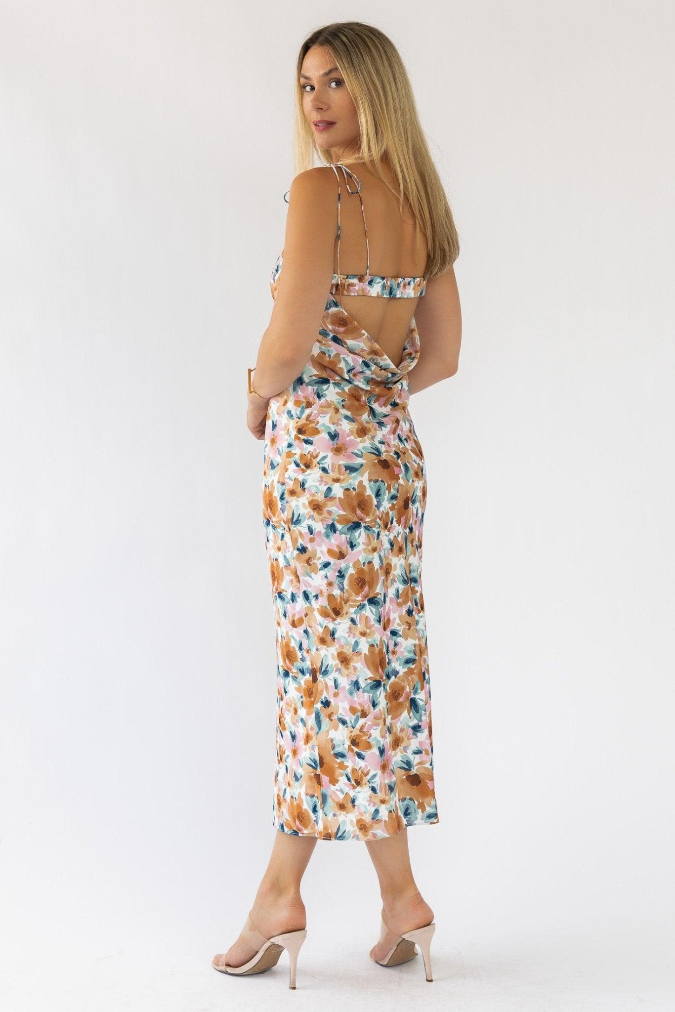 Gemma Floral Cami Cowl Back Dress - Final Sale - JO+CO