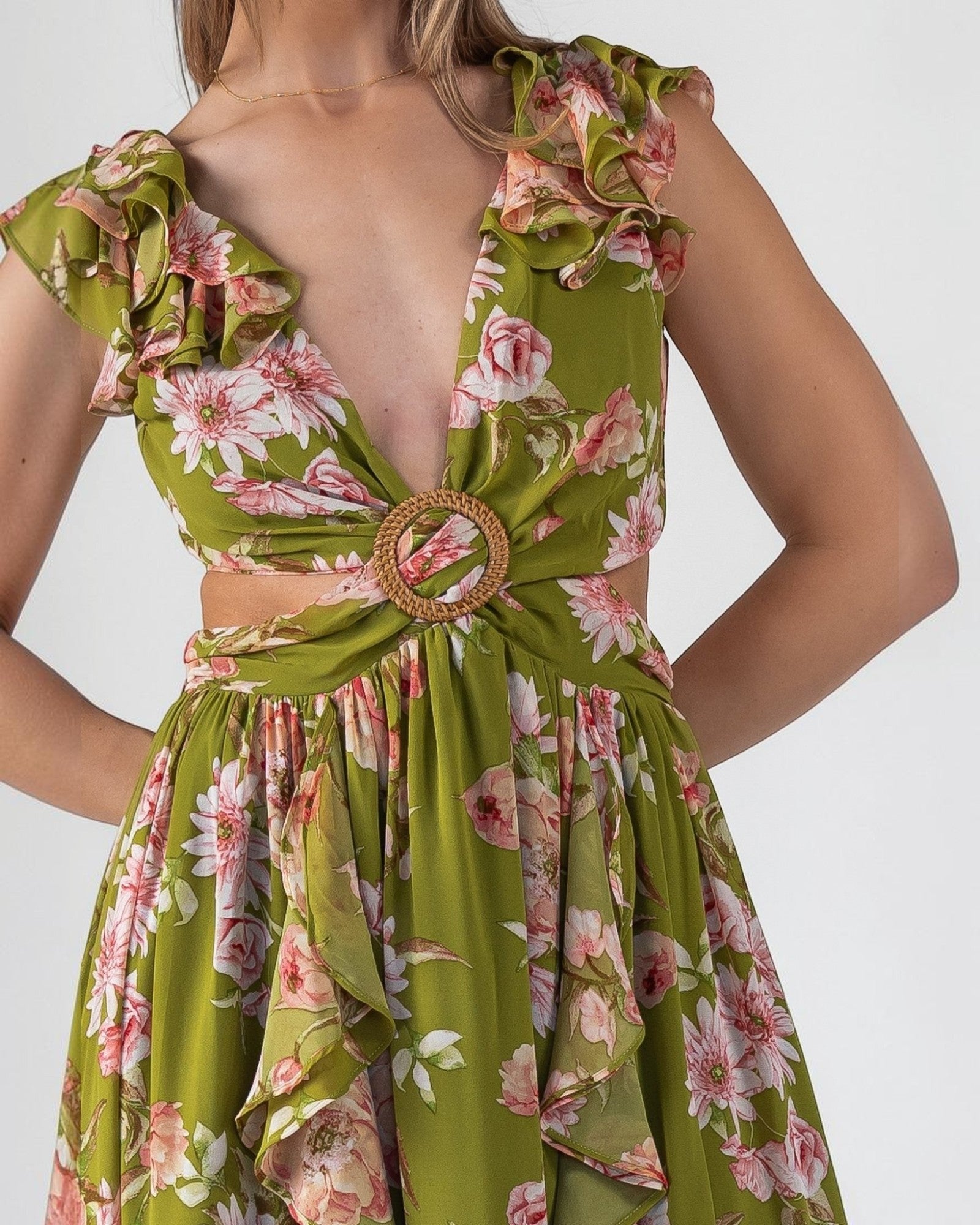 Cutout Frilly Maxi Dress Cutout Frilly Maxi Dress