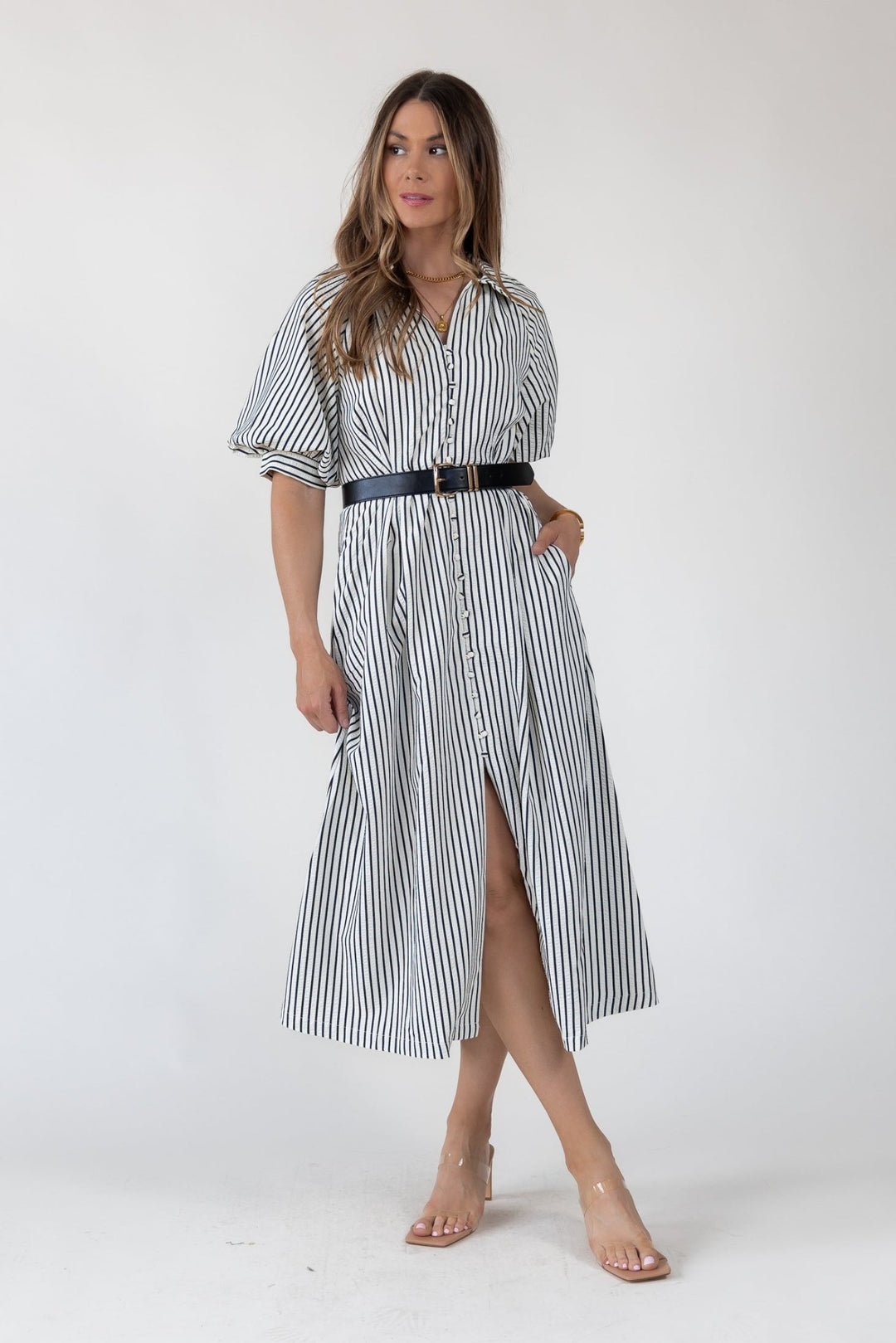 Harbor Black Stripe Midi Dress - Final Sale - JO+CO