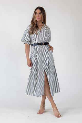 Harbor Black Stripe Midi Dress - Final Sale - JO+CO