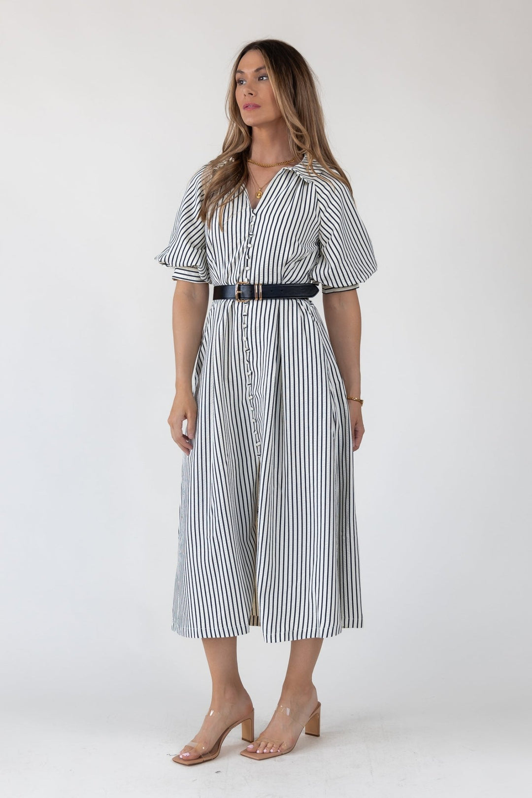 Harbor Black Stripe Midi Dress - Final Sale - JO+CO