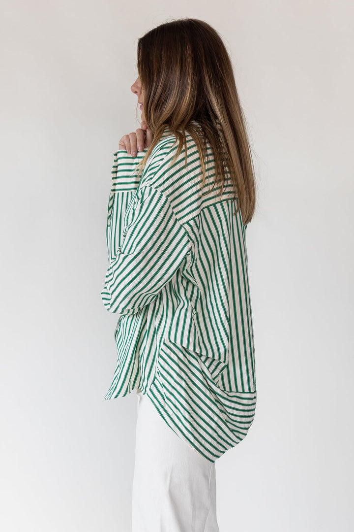 Harlow Green Textured Stripe Top - JO+CO