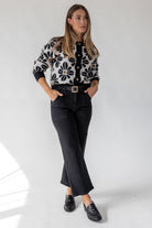 Hayes Black Floral Knit Cardigan - JO+CO