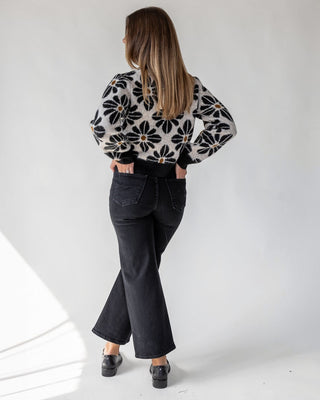 Hayes Black Floral Knit Cardigan - JO+CO