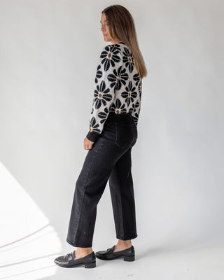 Hayes Black Floral Knit Cardigan - JO+CO