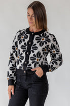 Hayes Black Floral Knit Cardigan - JO+CO