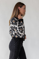 Hayes Black Floral Knit Cardigan - JO+CO