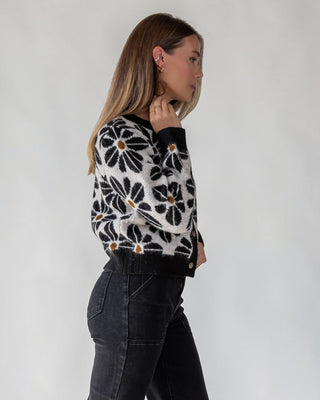Hayes Black Floral Knit Cardigan - JO+CO