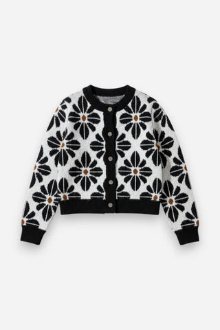 Hayes Black Floral Knit Cardigan - JO+CO