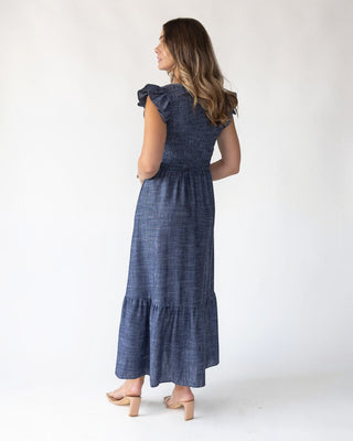 Ivanah Navy Smocked Maxi Dress - JO+CO