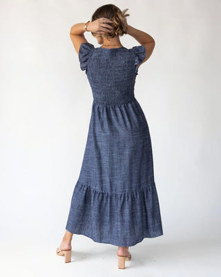 Ivanah Navy Smocked Maxi Dress - JO+CO