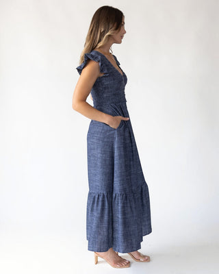 Ivanah Navy Smocked Maxi Dress - JO+CO