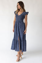 Ivanah Navy Smocked Maxi Dress - JO+CO