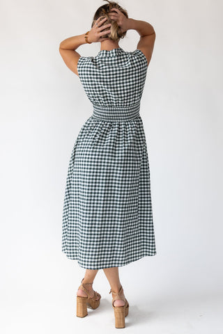 Ivette Green Gingham Midi Dress - Final Sale - JO+CO