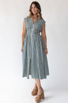 Ivette Green Gingham Midi Dress - Final Sale - JO+CO
