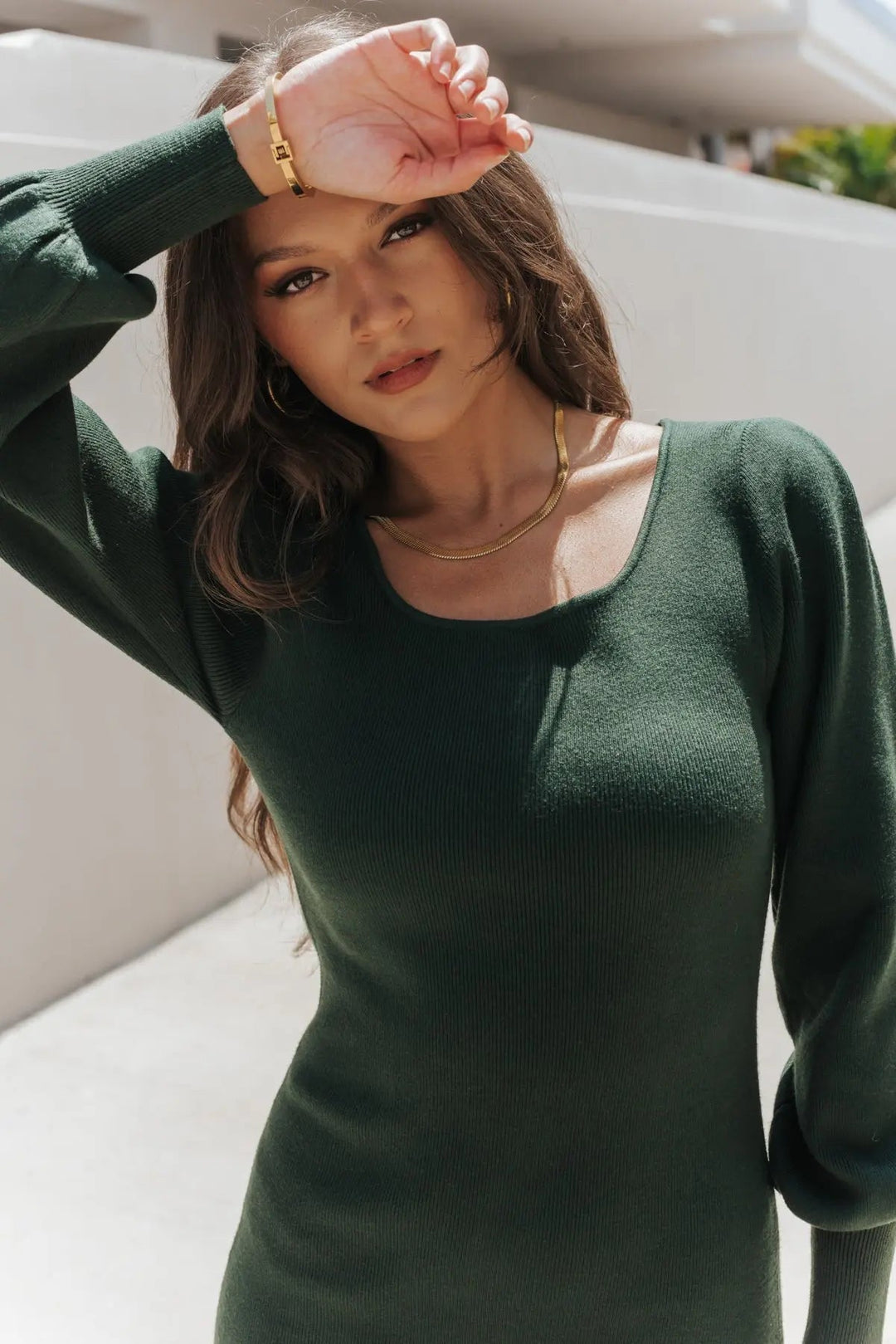 Josephine Forest Green Side Slit Sweater Dress - JO+CO