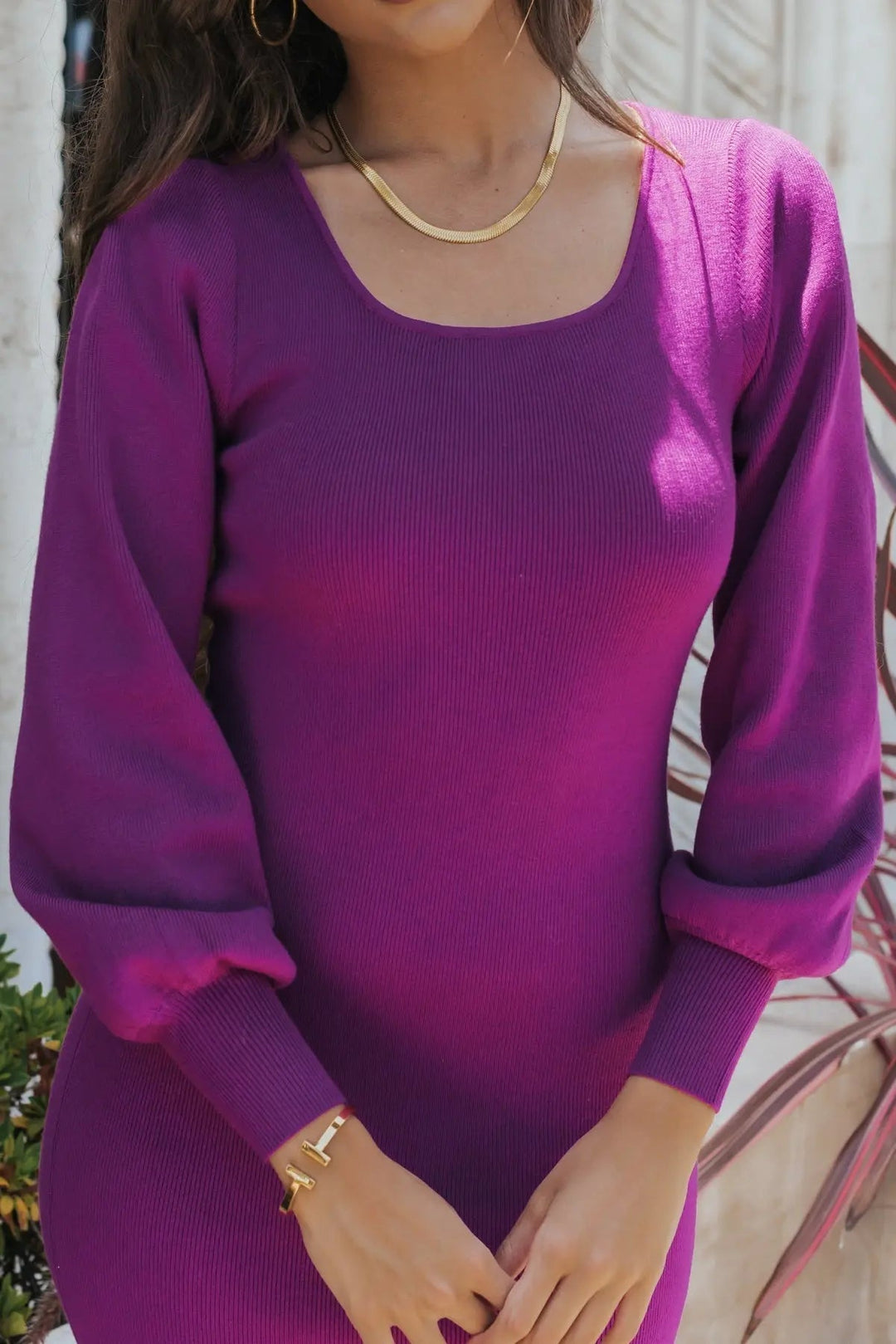 Josephine Fuchsia Side Slit Sweater Dress - JO+CO