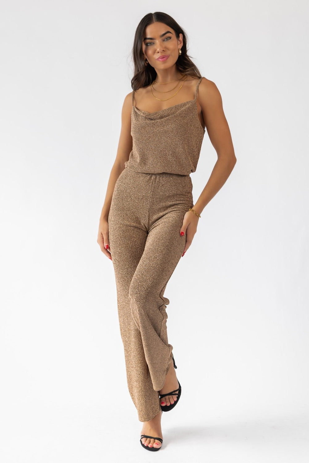 Jove Gold Lurex Pants - Final Sale - JO+CO