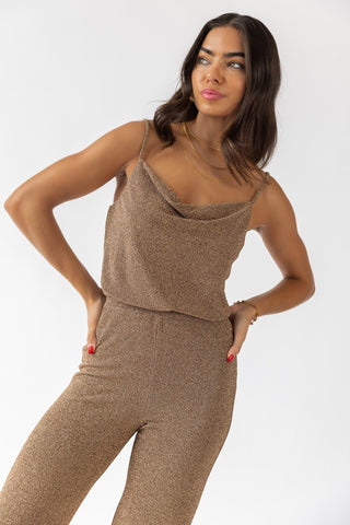 Jove Gold Lurex Tank Top - Final Sale - JO+CO