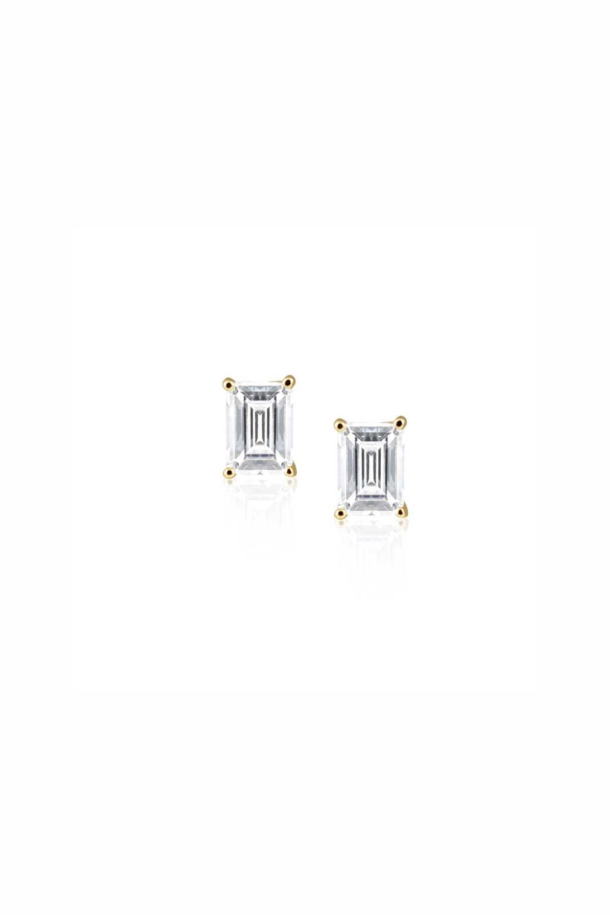 Katie Emerald Cut Gold Studs - JO+CO