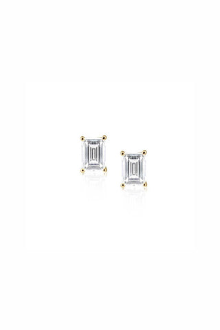 Katie Emerald Cut Gold Studs - JO+CO