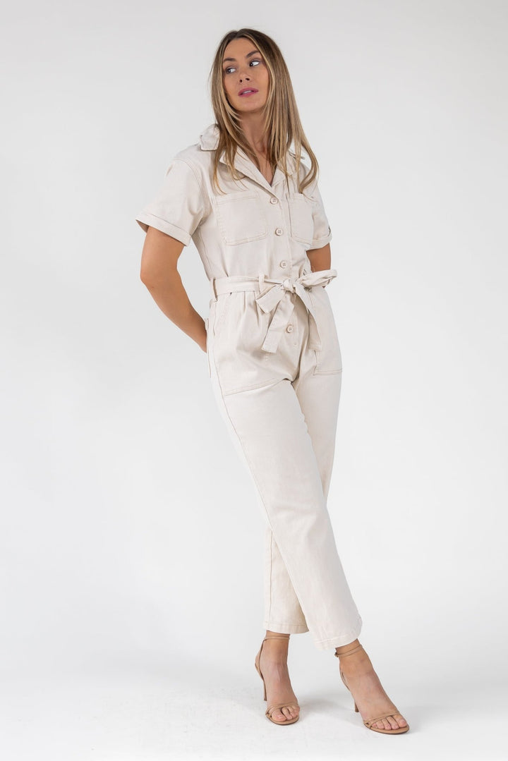 Kendall Cream Washed Jumpsuit - Final Sale - JO+CO