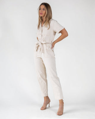 Kendall Cream Washed Jumpsuit - Final Sale - JO+CO