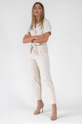 Kendall Cream Washed Jumpsuit - Final Sale - JO+CO