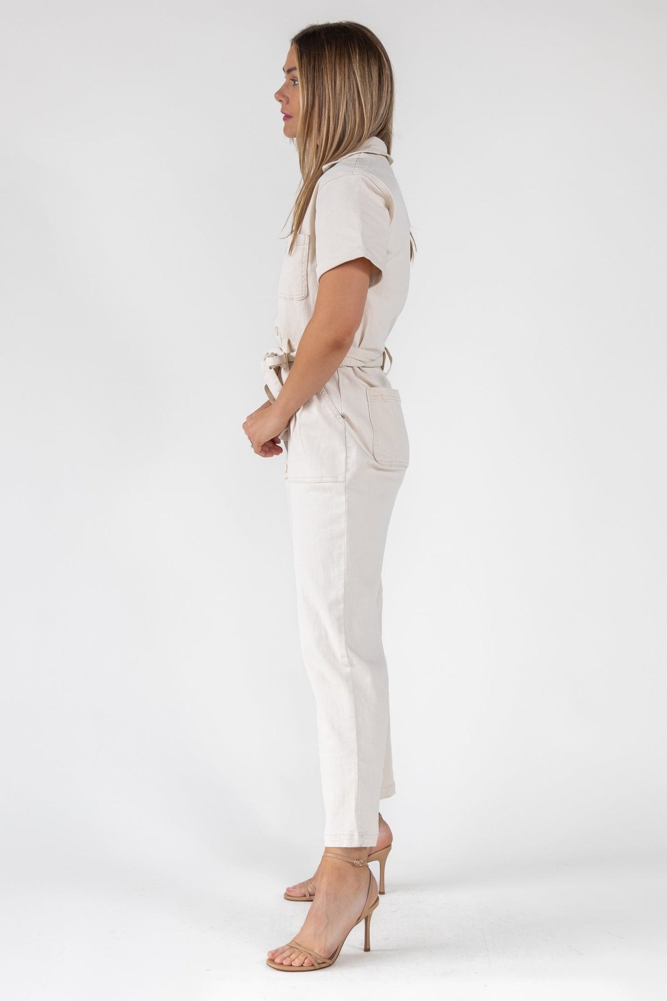 Kendall Cream Washed Jumpsuit - Final Sale - JO+CO