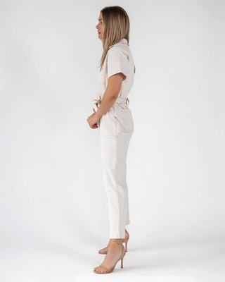 Kendall Cream Washed Jumpsuit - Final Sale - JO+CO