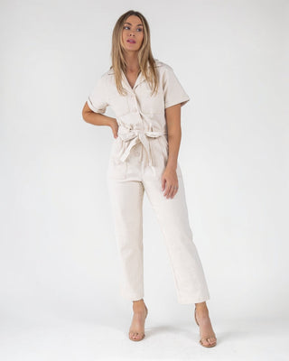 Kendall Cream Washed Jumpsuit - Final Sale - JO+CO