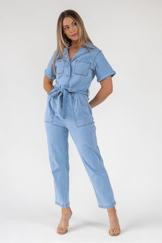 Kendall Denim Washed Jumpsuit - Final Sale - JO+CO