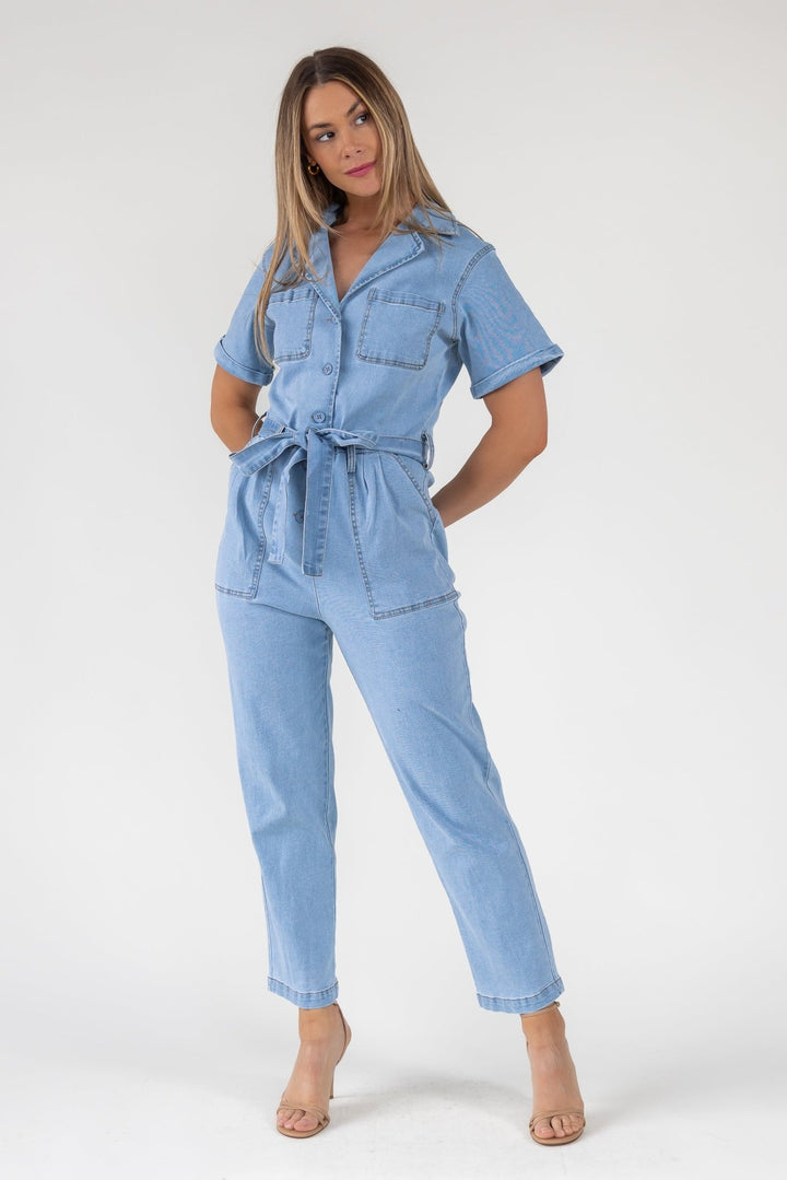 Kendall Denim Washed Jumpsuit - Final Sale - JO+CO