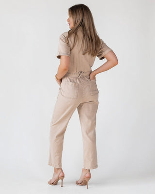 Kendall Khaki Washed Jumpsuit - Final Sale - JO+CO