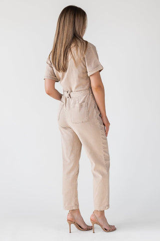 Kendall Khaki Washed Jumpsuit - Final Sale - JO+CO