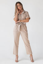 Kendall Khaki Washed Jumpsuit - Final Sale - JO+CO