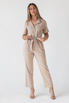 Kendall Khaki Washed Jumpsuit - Final Sale - JO+CO