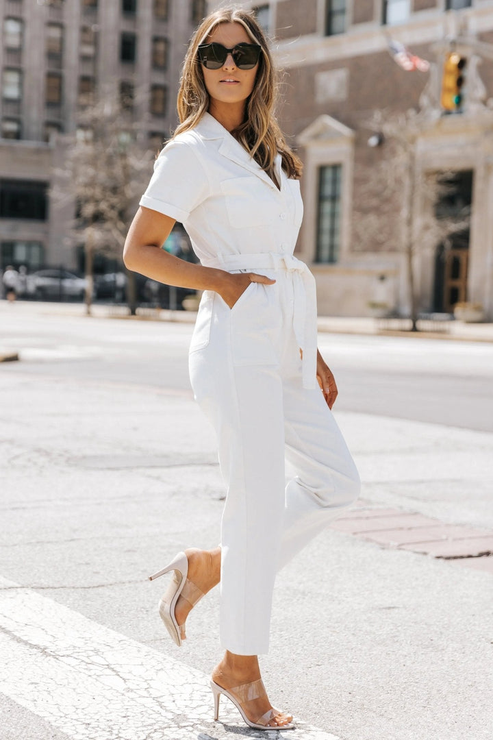 Kendall White Washed Utility Jumpsuit - JO+CO