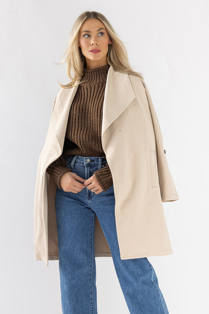 Labels & Luxe Textured Coat - Taupe - JO+CO