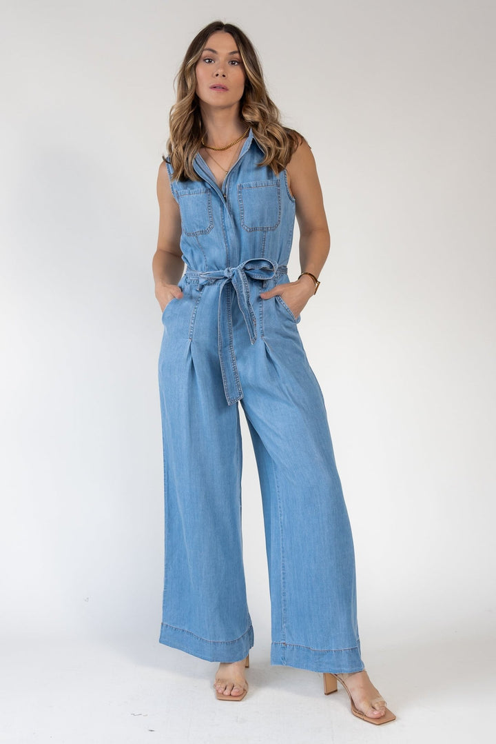 Lennon Light Wash Utility Jumpsuit - Final Sale - JO+CO
